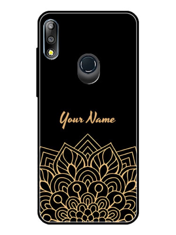 Custom Zenfone Max Pro M2 Custom Glass Phone Case - Golden mandala Design