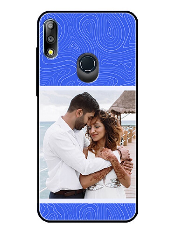 Custom Zenfone Max Pro M2 Custom Glass Mobile Case - Curved line art with blue and white Design
