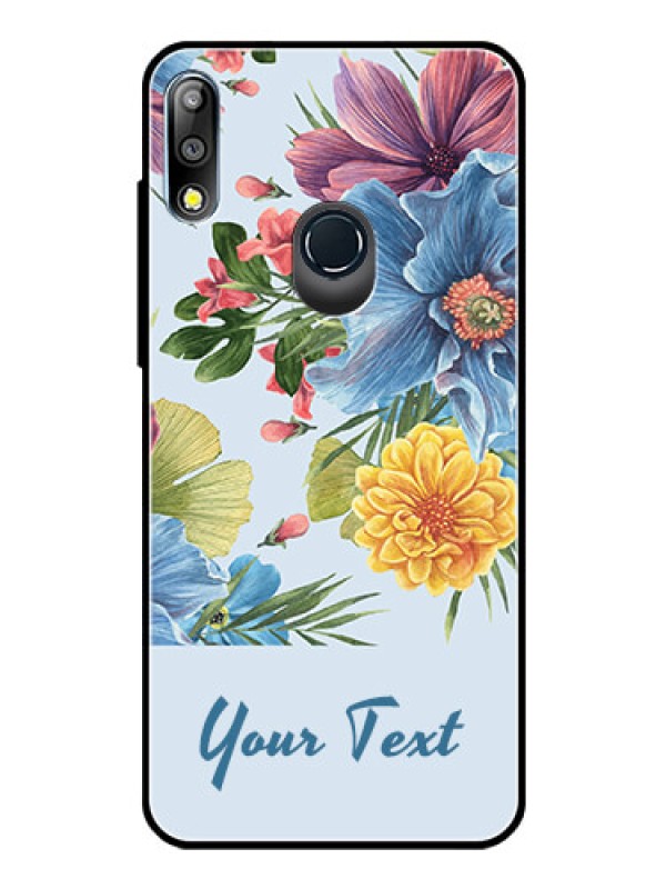 Custom Zenfone Max Pro M2 Custom Glass Mobile Case - Stunning Watercolored Flowers Painting Design