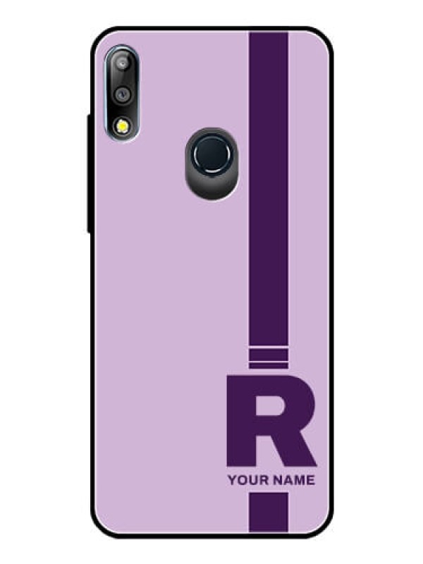 Custom Zenfone Max Pro M2 Photo Printing on Glass Case - Simple dual tone stripe with name Design