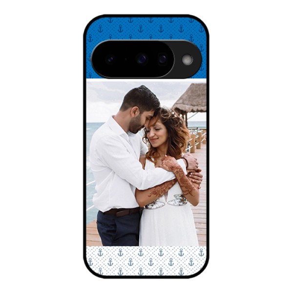 Google Pixel 10 5G Custom Glass Phone Case - Blue Anchors Design