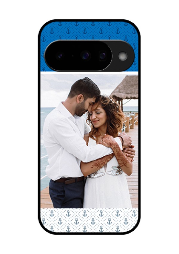 Google Pixel 10 5G Custom Glass Phone Case - Blue Anchors Design