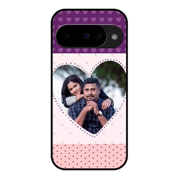 Google Pixel 10 5G Custom Glass Phone Case - Violet Love Dots Design