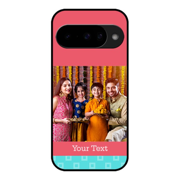 Google Pixel 10 5G Custom Glass Phone Case - Peach & Blue Color Design