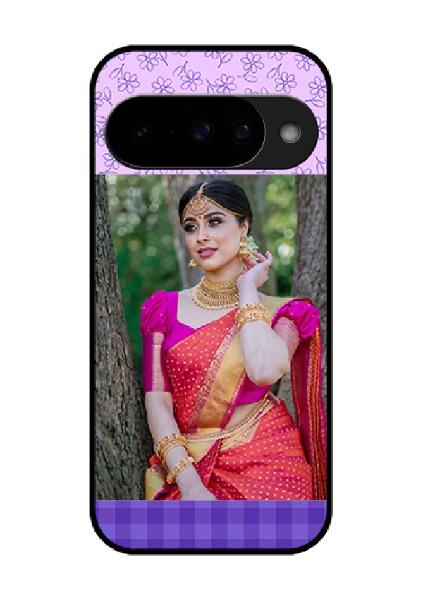Google Pixel 10 5G Custom Glass Phone Case - Purple Floral Design