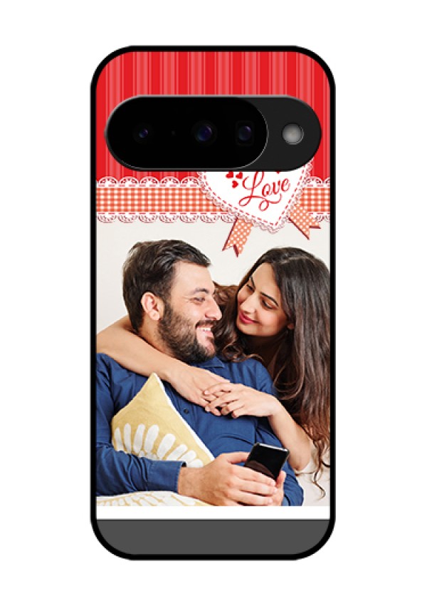 Google Pixel 10 5G Custom Glass Phone Case - Red Love Pattern Design