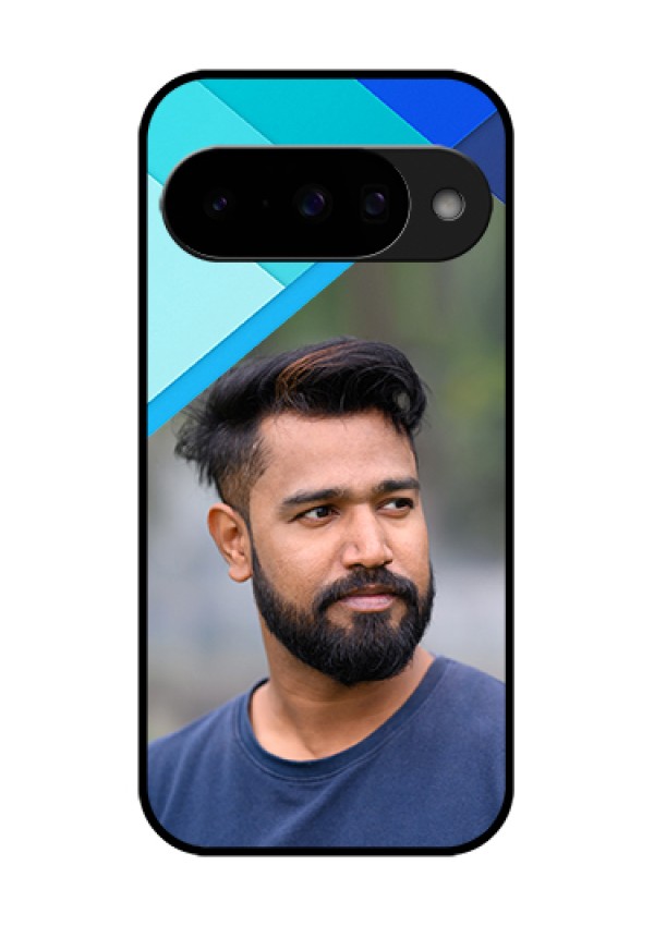 Google Pixel 10 5G Custom Glass Phone Case - Blue Pattern Design