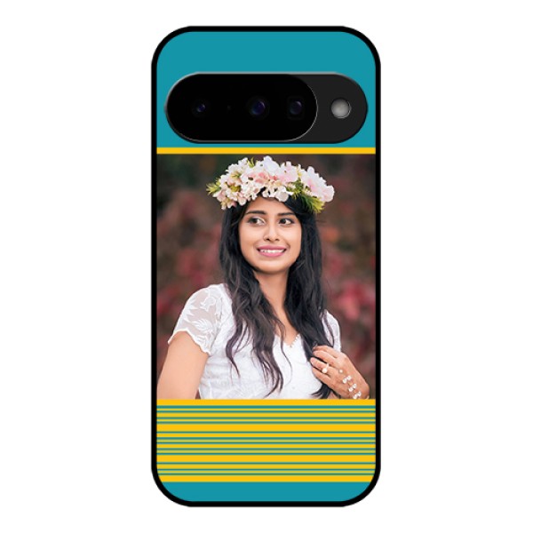 Google Pixel 10 5G Custom Glass Phone Case - Yellow & Blue Design