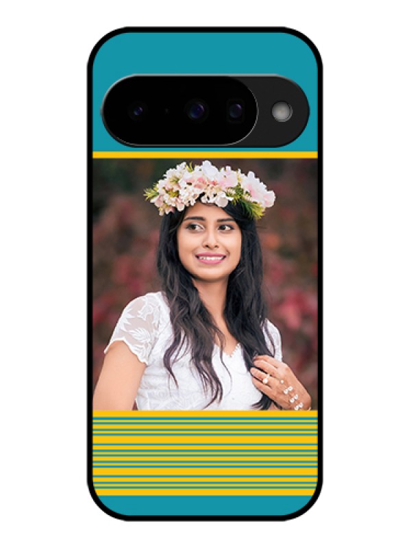 Custom Google Pixel 10 5G Custom Glass Phone Case - Yellow & Blue Design
