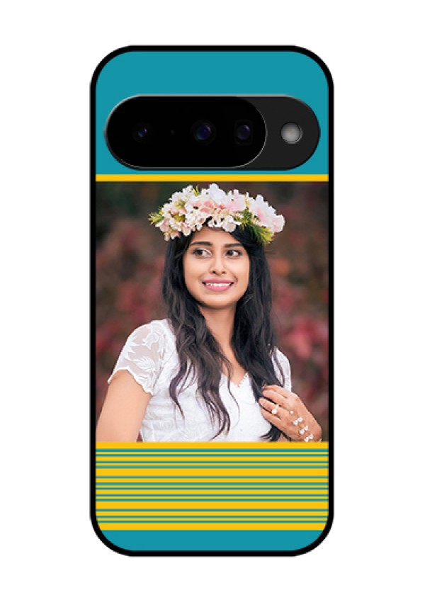 Google Pixel 10 5G Custom Glass Phone Case - Yellow & Blue Design