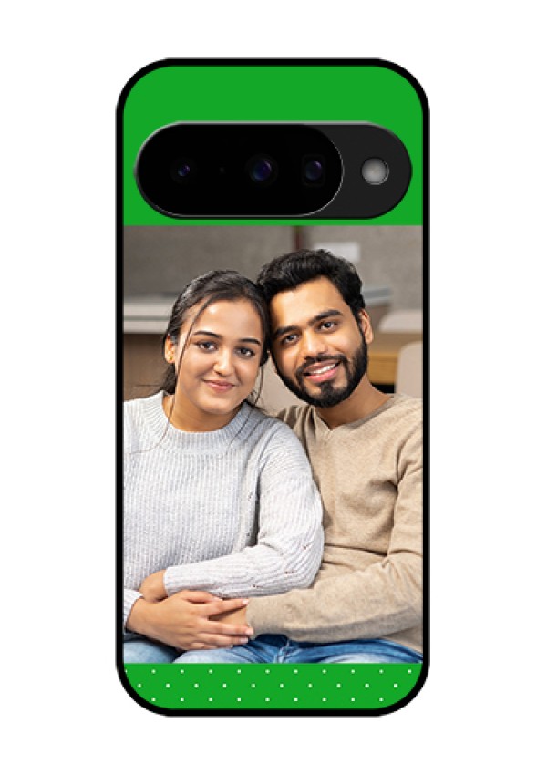 Google Pixel 10 5G Custom Glass Phone Case - Green Pattern Design
