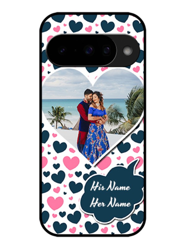 Custom Google Pixel 10 5G Custom Glass Phone Case - Pink & Blue Heart Design