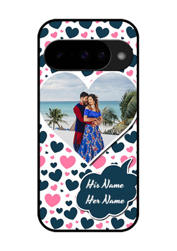 Google Pixel 10 5G Custom Glass Phone Case - Pink & Blue Heart Design