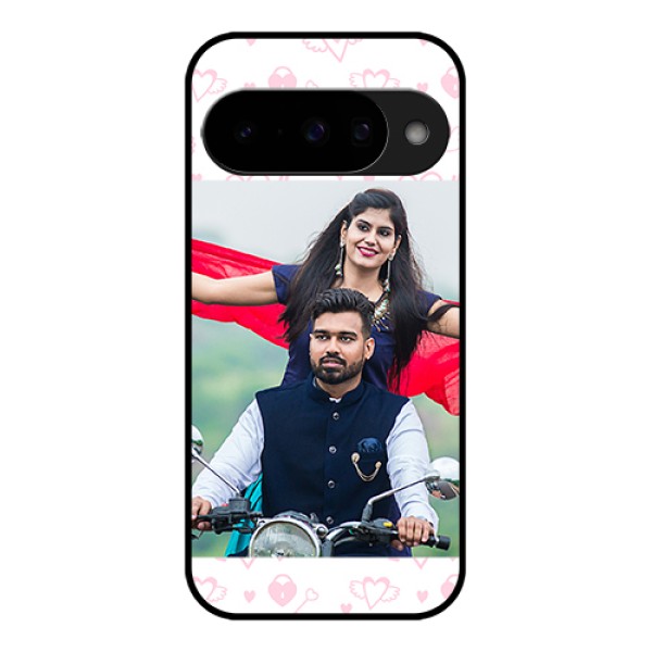 Google Pixel 10 5G Custom Glass Phone Case - Pink Flying Heart Design