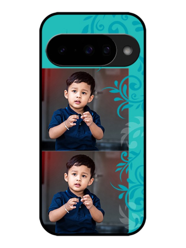 Custom Google Pixel 10 5G Custom Glass Phone Case - With Photo And Green Floral Design