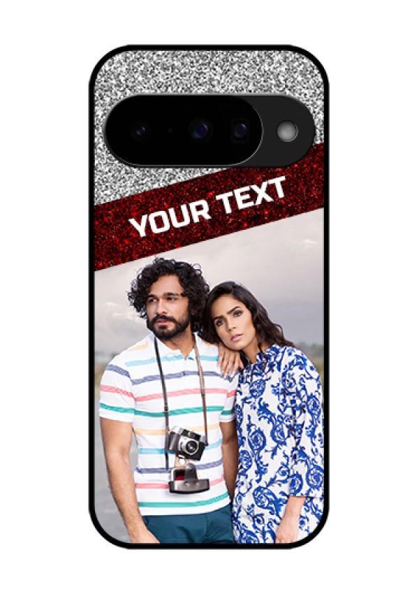 Google Pixel 10 5G Custom Glass Phone Case - Image Holder With Glitter Strip Design