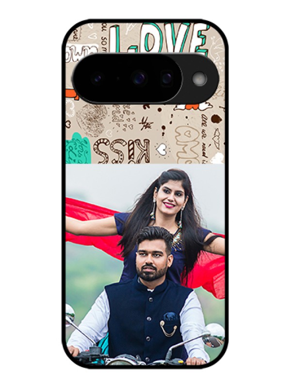 Custom Google Pixel 10 5G Custom Glass Phone Case - Love Doodle Pattern