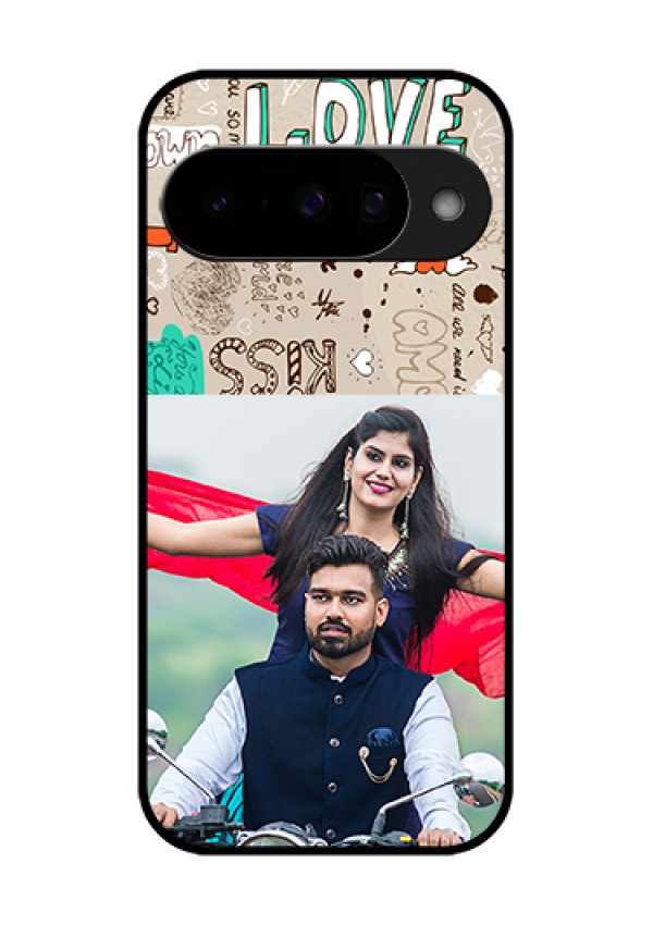 Google Pixel 10 5G Custom Glass Phone Case - Love Doodle Pattern