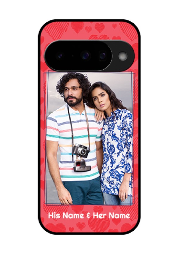 Google Pixel 10 5G Custom Glass Phone Case - With Red Heart Symbols Design
