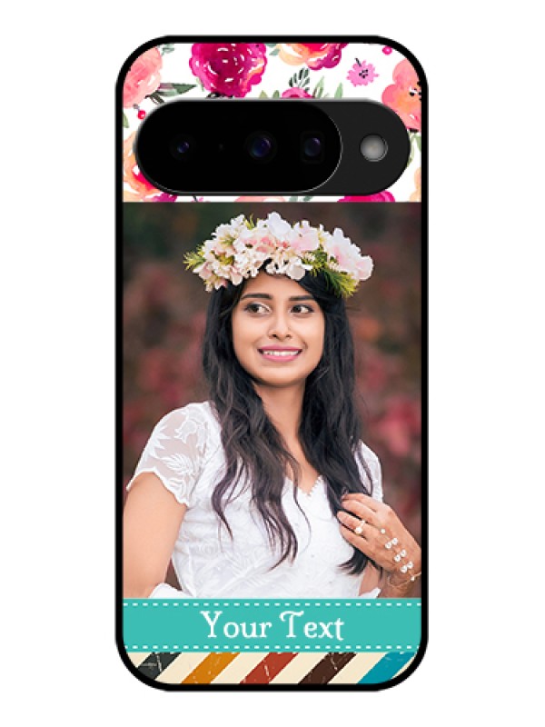 Custom Google Pixel 10 5G Custom Glass Phone Case - Water Colors Floral Design