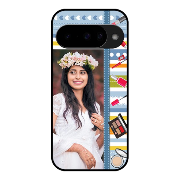Google Pixel 10 5G Custom Glass Phone Case - Makeup Icons Design