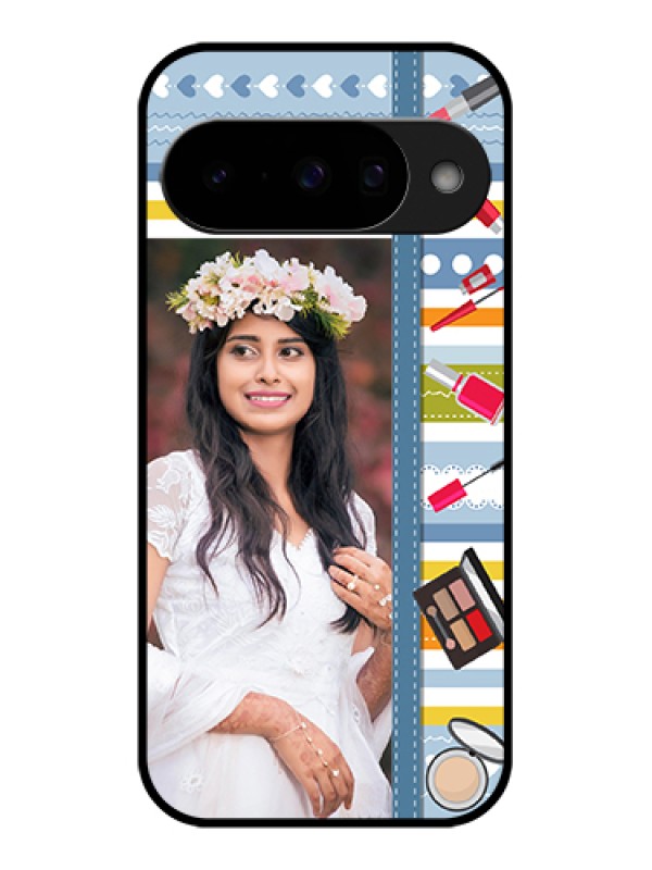 Custom Google Pixel 10 5G Custom Glass Phone Case - Makeup Icons Design