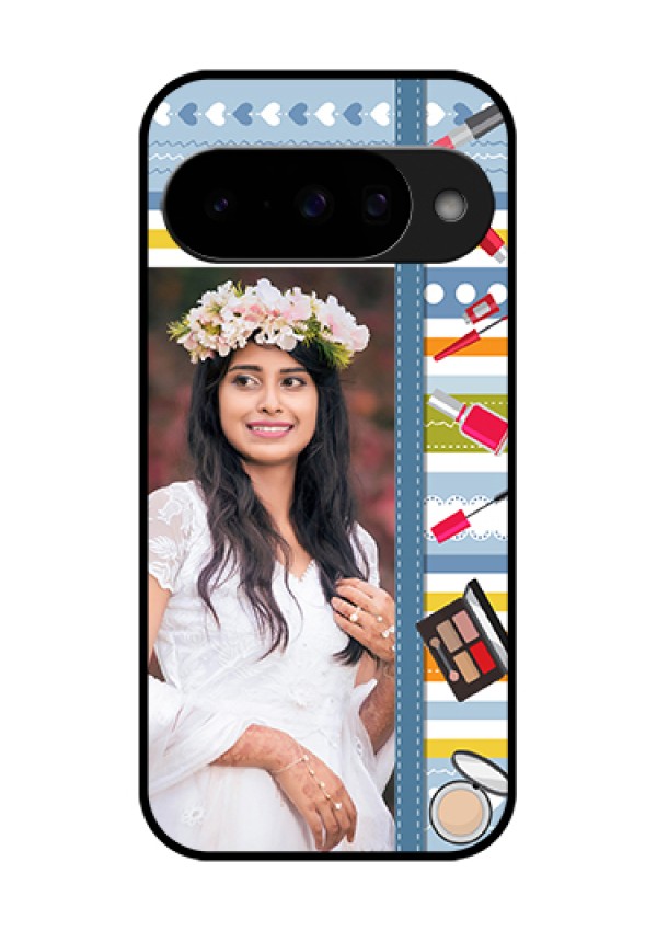 Google Pixel 10 5G Custom Glass Phone Case - Makeup Icons Design