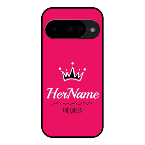 Google Pixel 10 5G Custom Glass Phone Case - Queen With Name Design