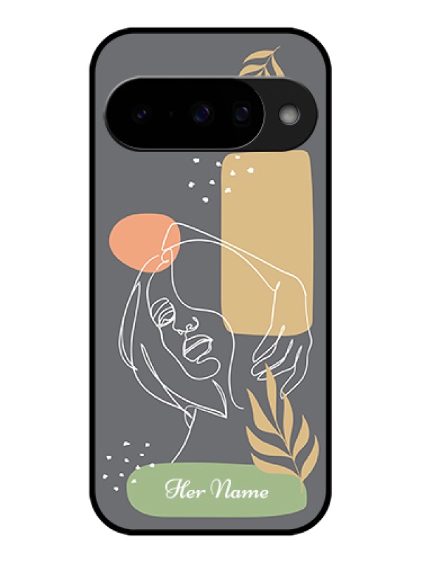 Custom Google Pixel 10 5G Custom Glass Phone Case - Gazing Woman Line Art Design