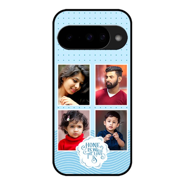 Google Pixel 10 5G Custom Glass Phone Case - Cute Love Quote With 4 Pic Upload Design