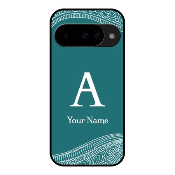 Google Pixel 10 5G Custom Glass Phone Case - Line Art Pattern With Custom Name Design