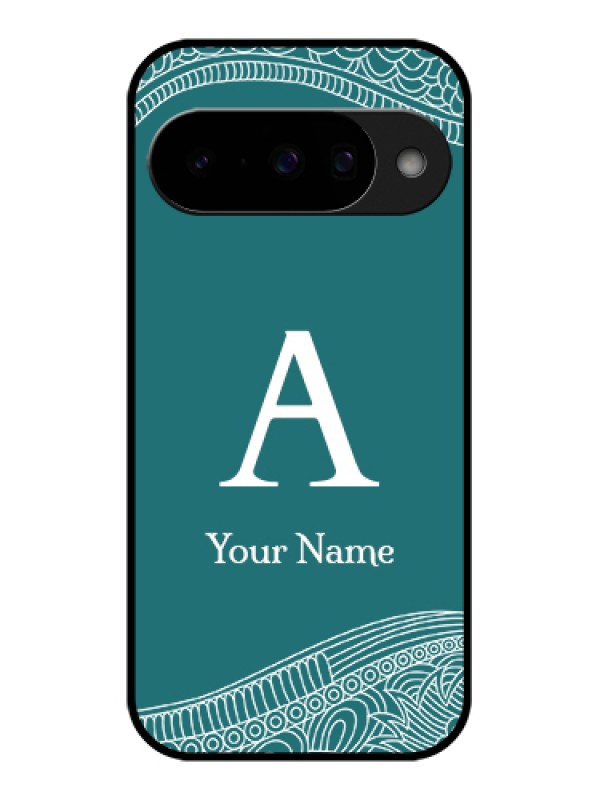 Custom Google Pixel 10 5G Custom Glass Phone Case - Line Art Pattern With Custom Name Design
