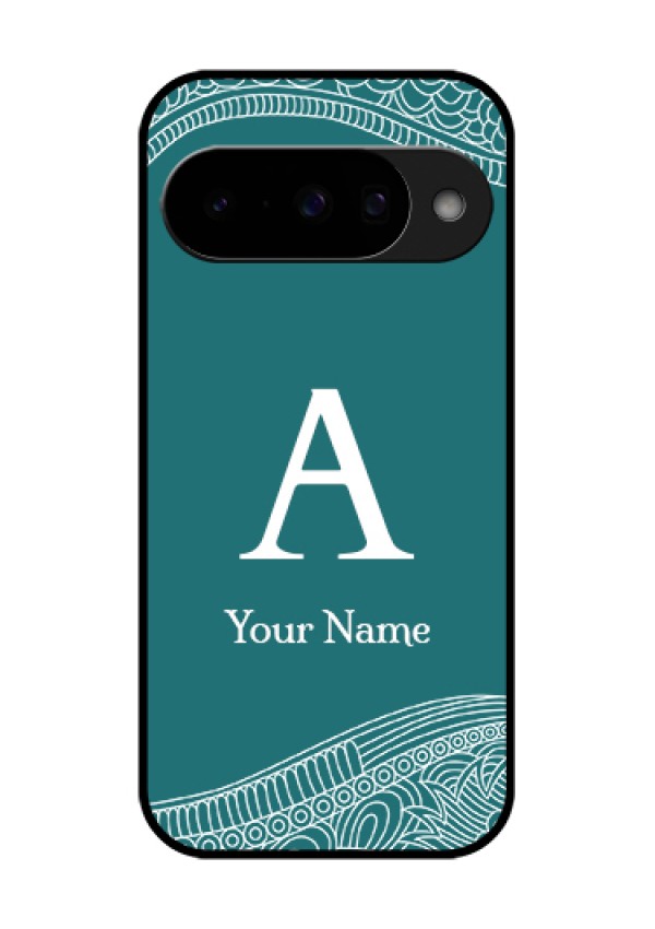 Google Pixel 10 5G Custom Glass Phone Case - Line Art Pattern With Custom Name Design