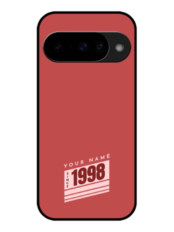 Custom Google Pixel 10 5G Custom Glass Phone Case - Red Custom Year Of Birth Design