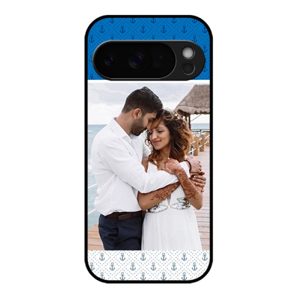 Google Pixel 10 Pro 5G Custom Glass Phone Case - Blue Anchors Design
