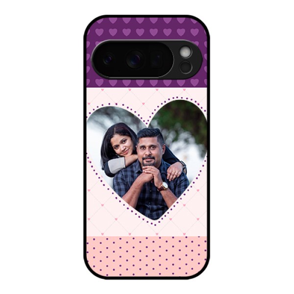 Google Pixel 10 Pro 5G Custom Glass Phone Case - Violet Love Dots Design
