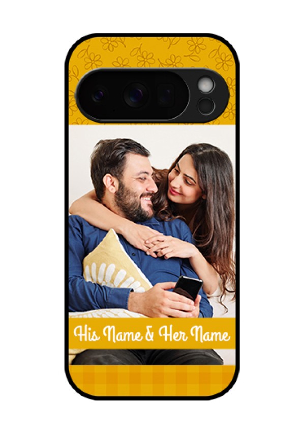 Google Pixel 10 Pro 5G Custom Glass Phone Case - Yellow Floral Design