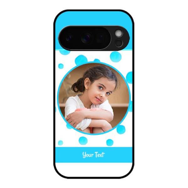 Google Pixel 10 Pro 5G Custom Glass Phone Case - Blue Bubbles Pattern Design