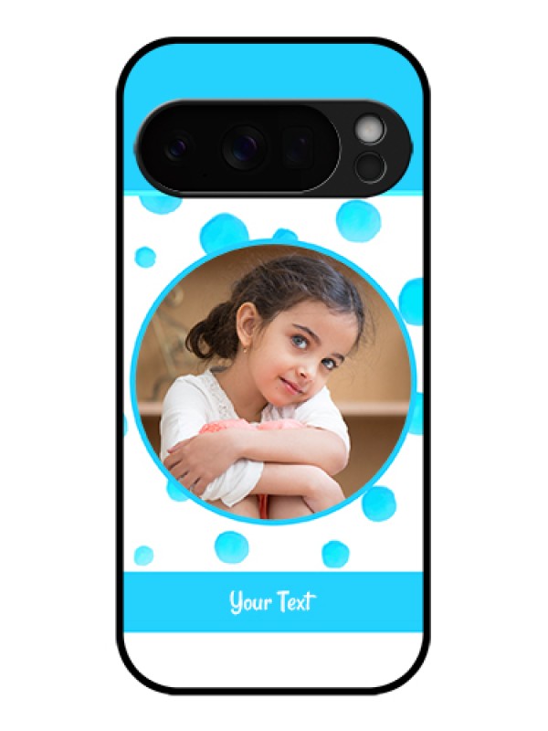 Custom Google Pixel 10 Pro 5G Custom Glass Phone Case - Blue Bubbles Pattern Design