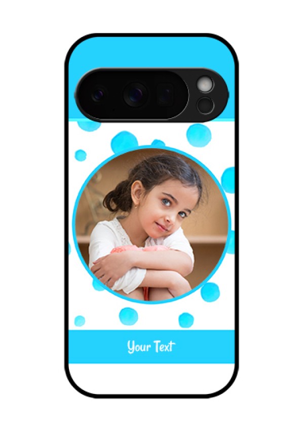 Google Pixel 10 Pro 5G Custom Glass Phone Case - Blue Bubbles Pattern Design