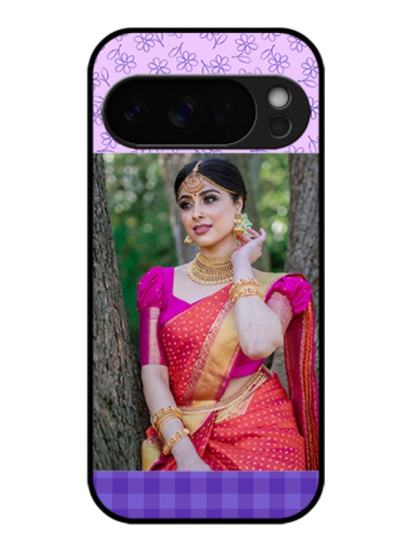 Custom Google Pixel 10 Pro 5G Custom Glass Phone Case - Purple Floral Design
