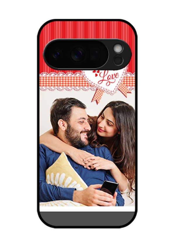 Google Pixel 10 Pro 5G Custom Glass Phone Case - Red Love Pattern Design