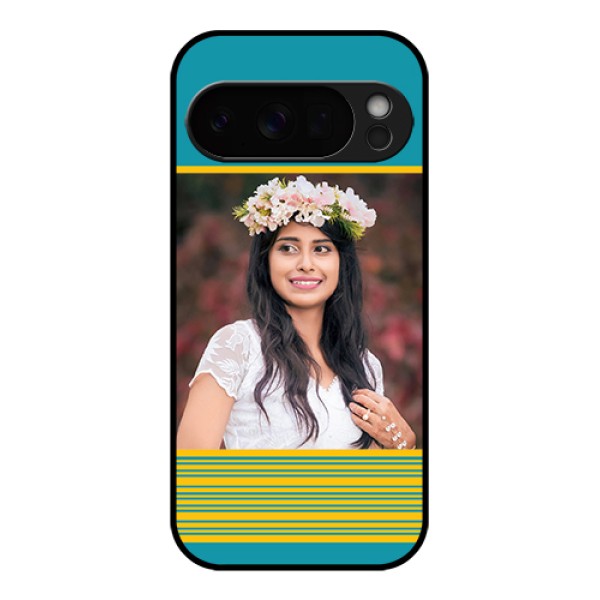 Google Pixel 10 Pro 5G Custom Glass Phone Case - Yellow & Blue Design