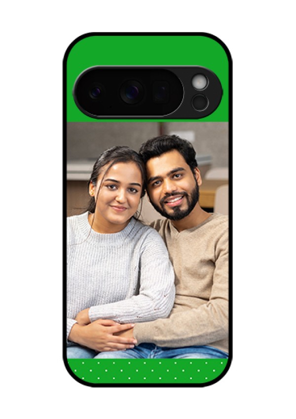 Google Pixel 10 Pro 5G Custom Glass Phone Case - Green Pattern Design