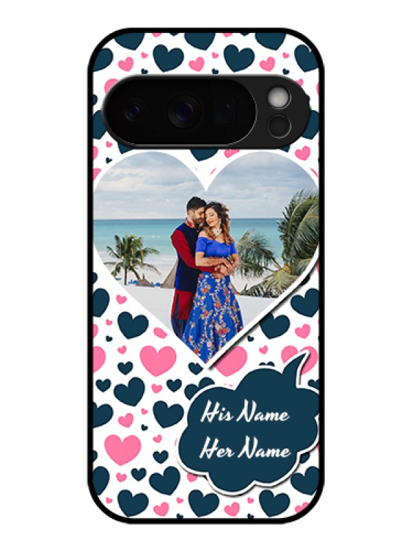 Custom Google Pixel 10 Pro 5G Custom Glass Phone Case - Pink & Blue Heart Design