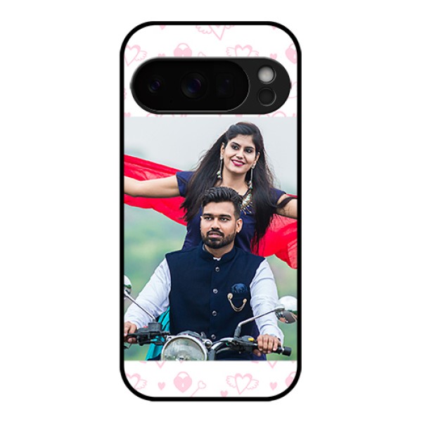 Google Pixel 10 Pro 5G Custom Glass Phone Case - Pink Flying Heart Design