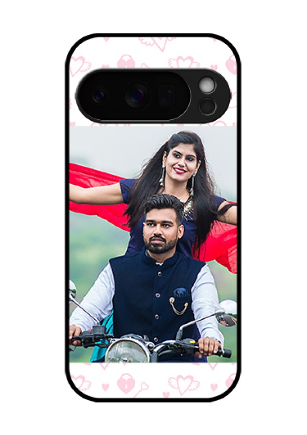 Google Pixel 10 Pro 5G Custom Glass Phone Case - Pink Flying Heart Design