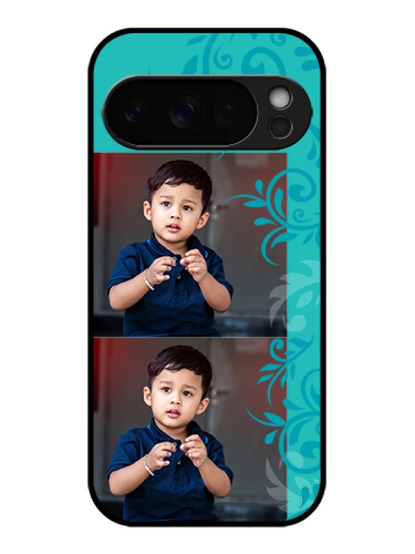 Custom Google Pixel 10 Pro 5G Custom Glass Phone Case - With Photo And Green Floral Design