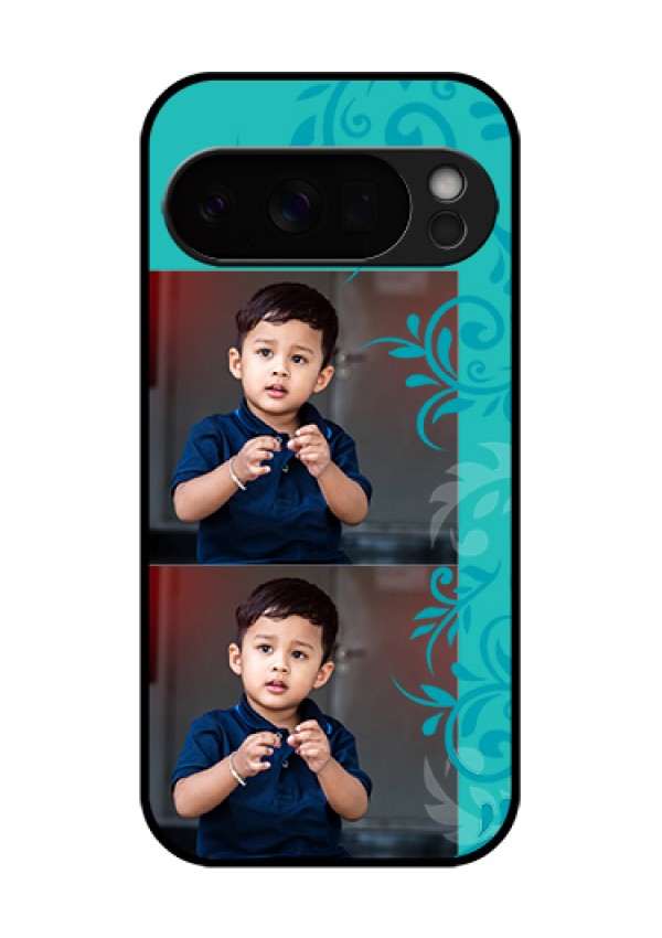 Google Pixel 10 Pro 5G Custom Glass Phone Case - With Photo And Green Floral Design