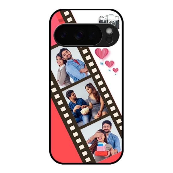 Google Pixel 10 Pro 5G Custom Glass Phone Case - 3 Image Holder With Film Reel